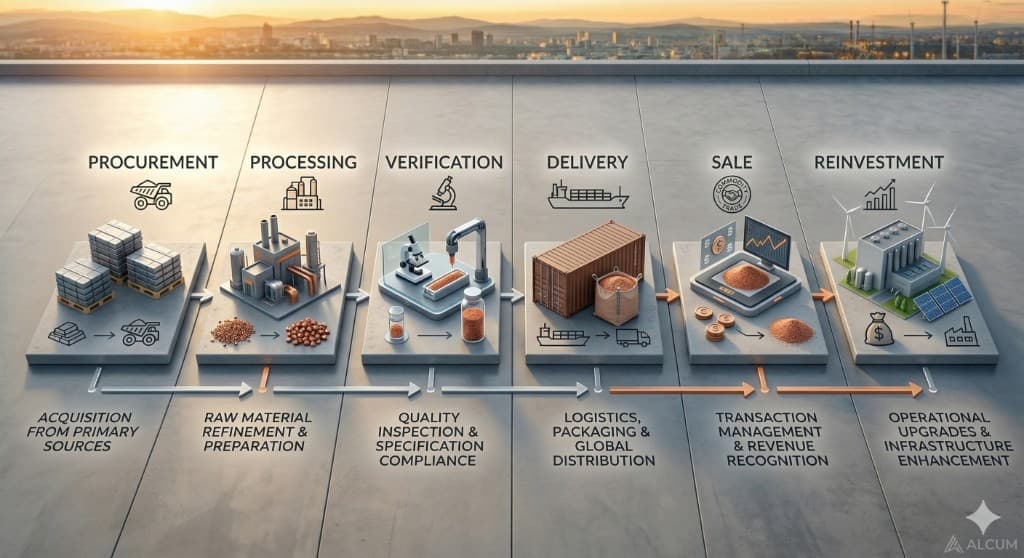 ALCUM industrial cycle from procurement to reinvestment