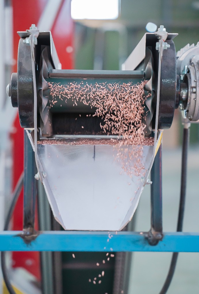 Metal foundry machinery in operation