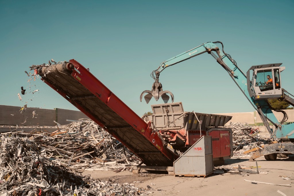 Recycling yard with metal lots
